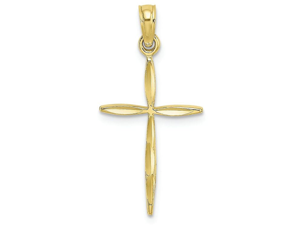 FJC Finejewelers 10k Yellow Gold Bright Cut Stick Cross with Tapered Ends Charm