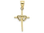 FJC Finejewelers 10k Yellow Gold Double Hearts On Stick Cross Charm