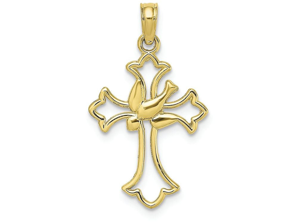 FJC Finejewelers 10k Yellow Gold Cross with Dove Center Charm