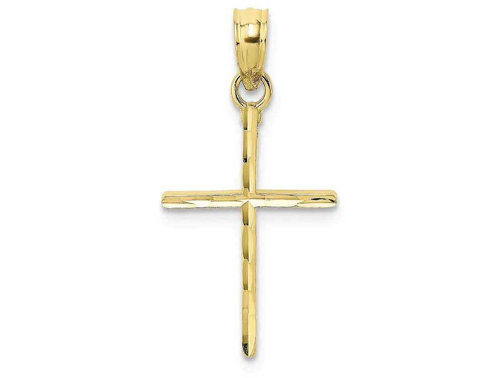 FJC Finejewelers 10k Yellow Gold Bright Cut Stick Cross Charm