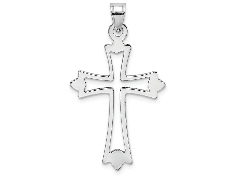 FJC Finejewelers 10k White Gold Cross with Pointed Tips Charm