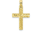 FJC Finejewelers 10k Yellow Gold Bright Cut Block Cross with Starburst Center Charm