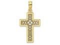 FJC Finejewelers 10k Yellow Gold Sqr Cross X Lace Center Charm