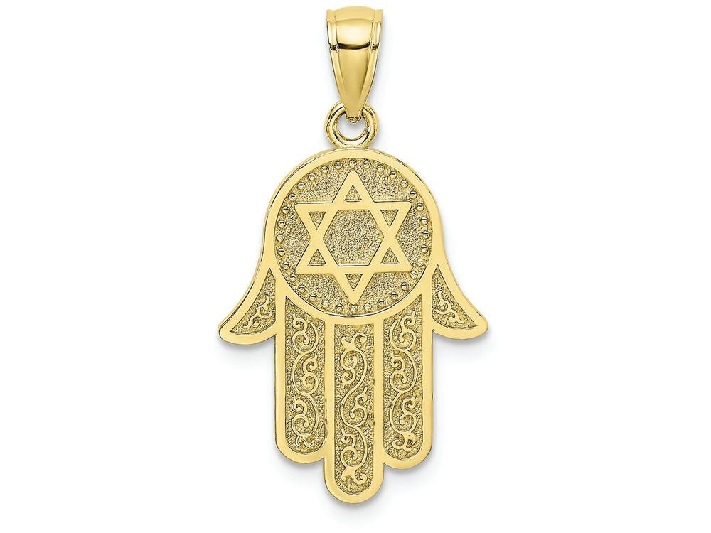 FJC Finejewelers 10k Yellow Gold Jewish Hand Of God with Star Of David Charm