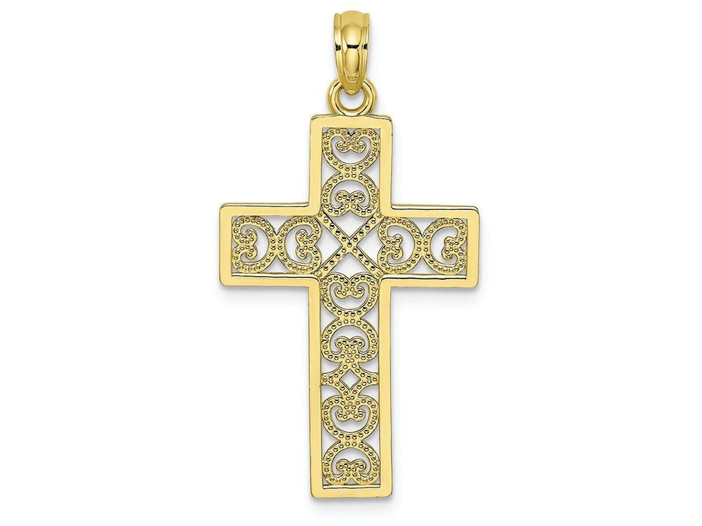 FJC Finejewelers 10k Yellow Gold Sqr Cross X Lace Center Charm