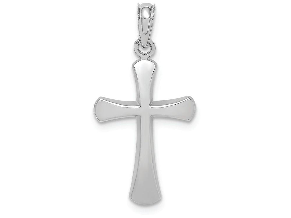 FJC Finejewelers 10k White Gold Beveled Cross with Round Tips Charm