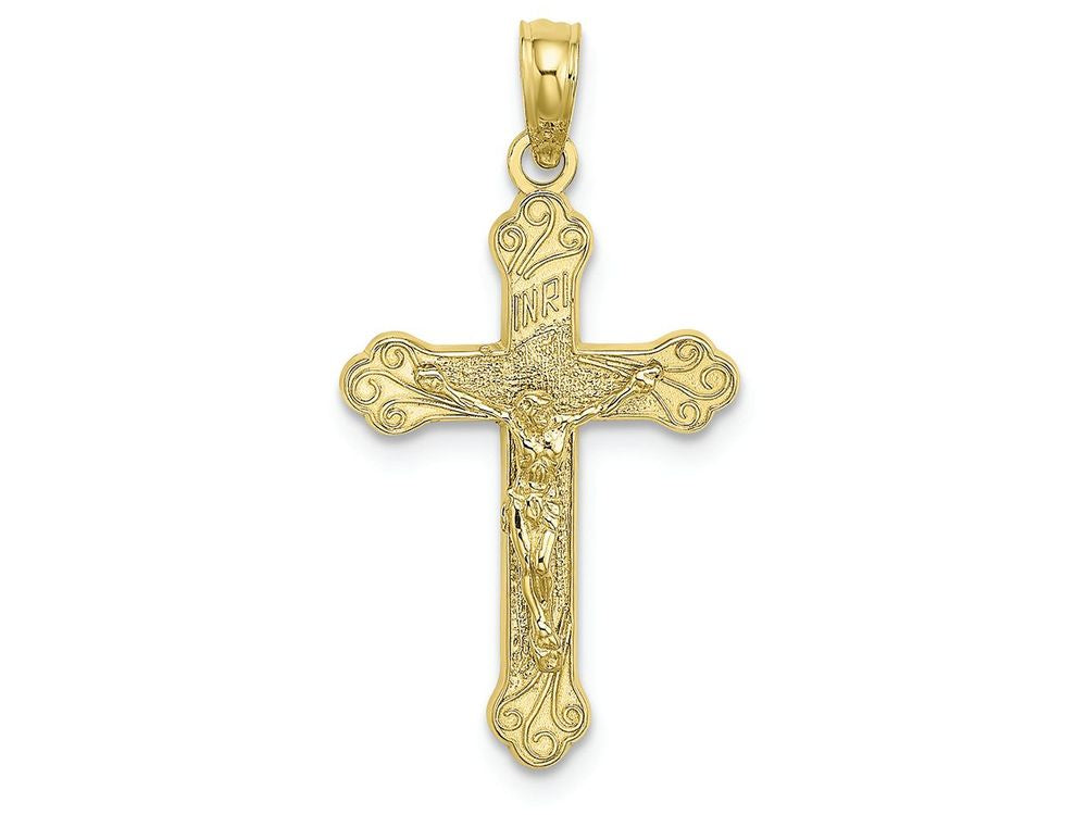 FJC Finejewelers 10k Yellow Gold Crucifix with Scroll Tips Charminri