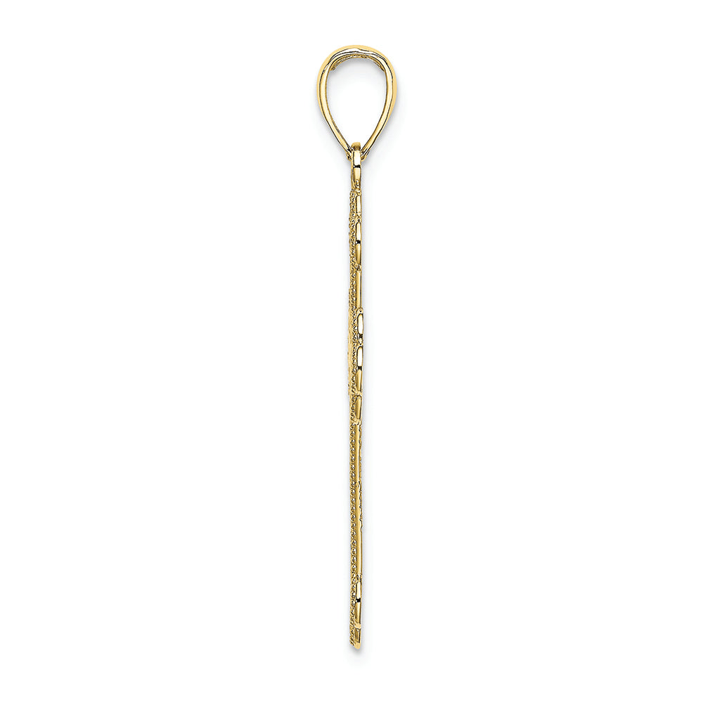 FJC Finejewelers 10k Yellow Gold Tri-tipped Cross with Scroll Pattern Charm