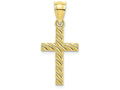 FJC Finejewelers 10k Yellow Gold Ribbed Cross with Diagonal Beaded Stripes Charm