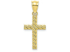 FJC Finejewelers 10k Yellow Gold Ribbed Cross with Diagonal Beaded Stripes Charm
