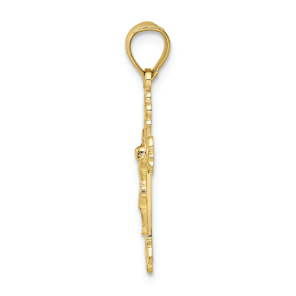 FJC Finejewelers 10k Yellow Gold Crucifix with Scalloped Edge Charm