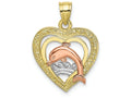 FJC Finejewelers 10k Two-tone Gold Dolphin In Hearttri-color Charm