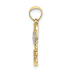 FJC Finejewelers 10 Kt Tri Color Gold Heart with Pink White Flowerstri-color Charm