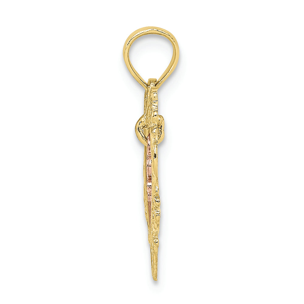 FJC Finejewelers 10k Two-tone Gold Heart with Pink Love Dangling Insidetwo-color Charm