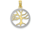 FJC Finejewelers 10k Two-tone Gold 3d Small Tree Of Life In White Round Frame Charm