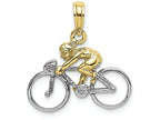 FJC Finejewelers 10k Two-tone Gold 3d Bicycle with Ridertwo-color Charm