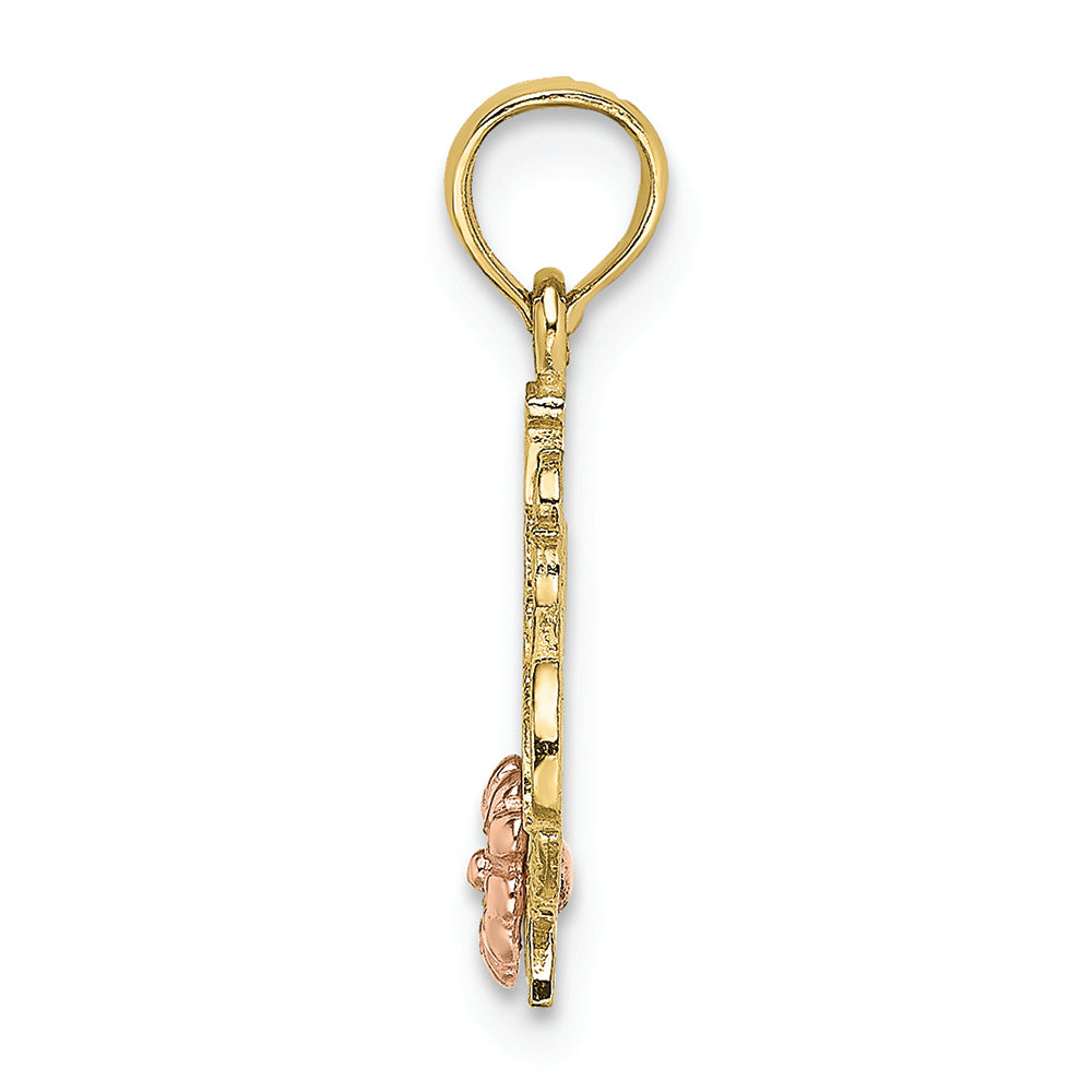 FJC Finejewelers 10k Two-tone Gold #1 Grandma with Pink Flower Charm