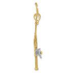 FJC Finejewelers 10k Two-tone Gold 3d Fishing Pole Reelmoveable Charm
