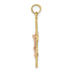 FJC Finejewelers 10k Two-tone Gold Lace Trim Crucifix with Pink Jesus Charm