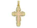 FJC Finejewelers 10k Two-tone Gold Cross with Lace Trim Pink Center Cross Charm