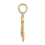 FJC Finejewelers 10k Two-tone Gold #1 Wife In Heart with Pink Flower Charm