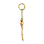 FJC Finejewelers 10k Two-tone Gold Cross with Pink Heart Center Charm