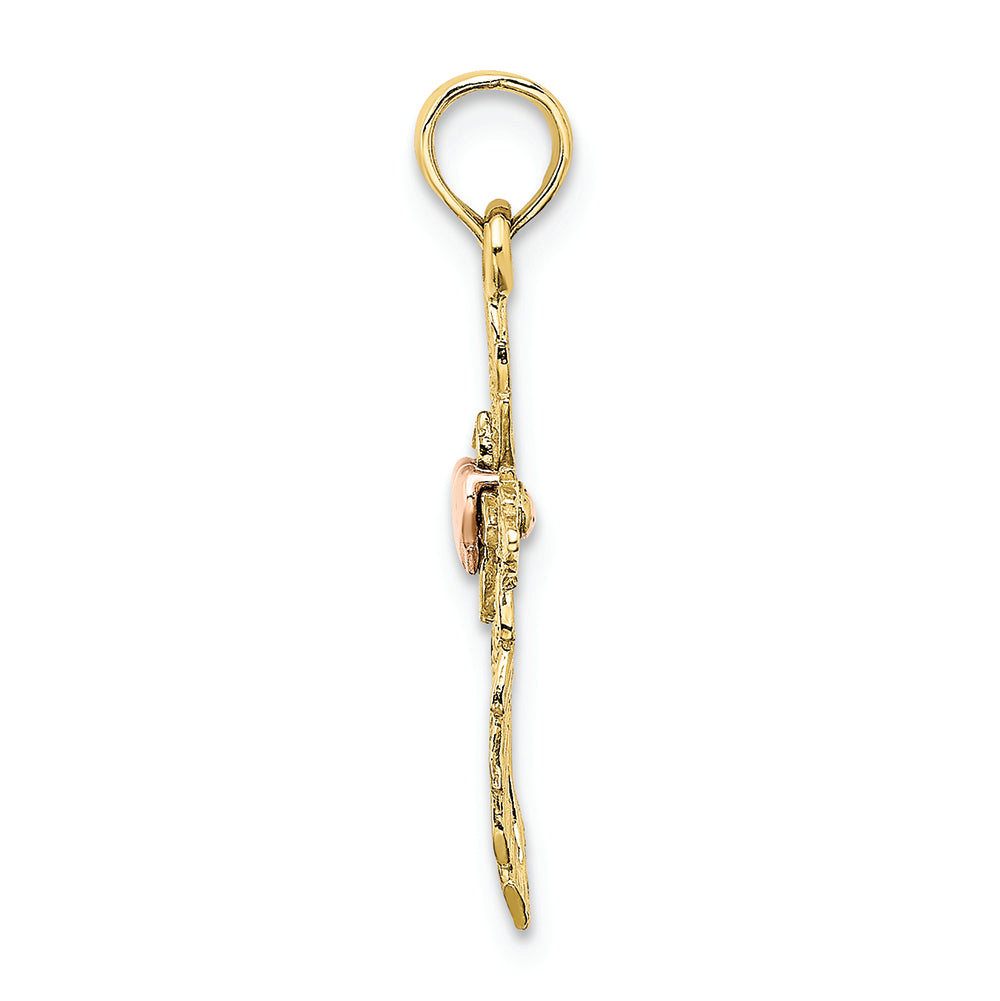 FJC Finejewelers 10k Two-tone Gold Cross with Pink Heart Center Charm