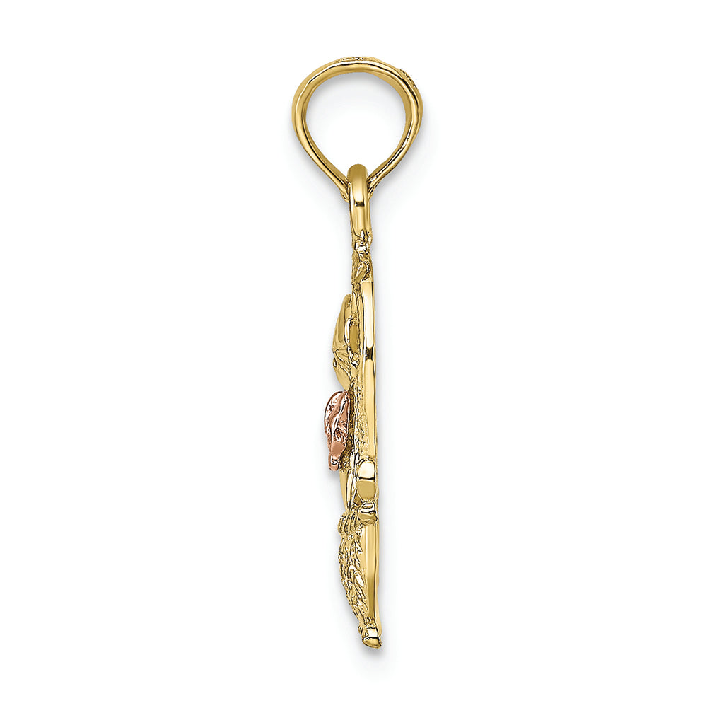 FJC Finejewelers 10k Two-tone Gold Cat In Basket with (rose)bow Tie Charm