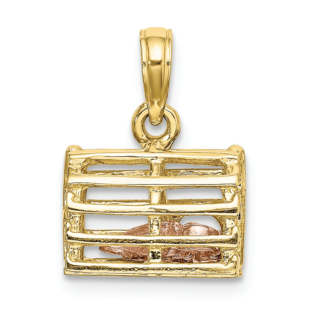 FJC Finejewelers 10k Two-tone Gold 3d Lobster(pink)in Trap Moveable Charm