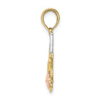 FJC Finejewelers 10k Two-tone Gold #1 Mom with Pink Flowertri-color Charm
