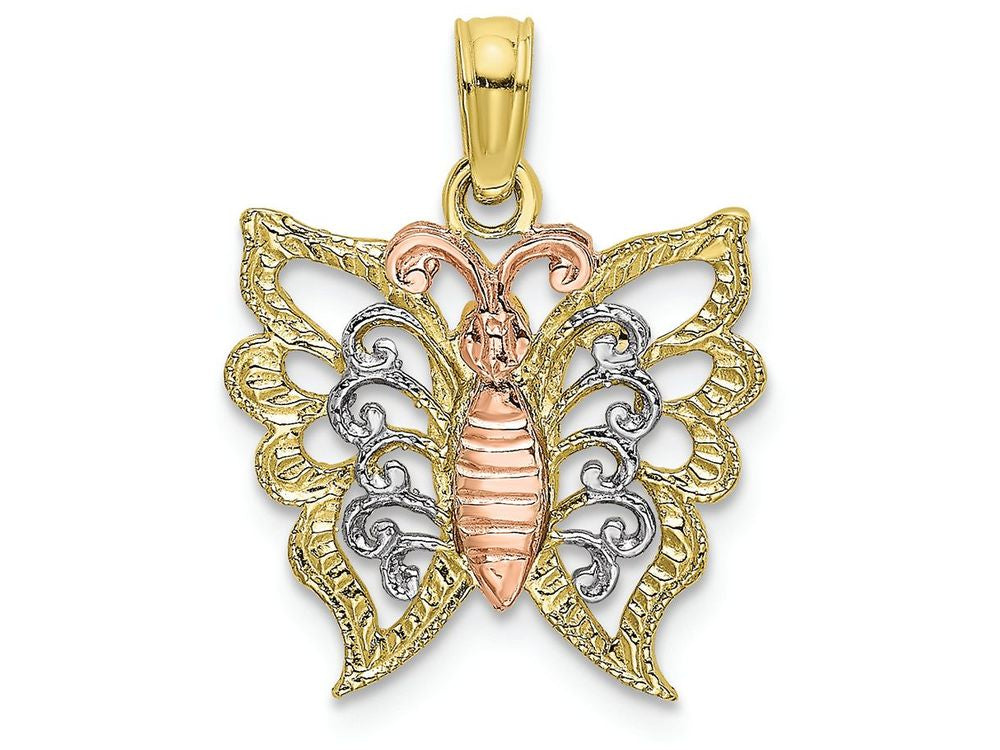FJC Finejewelers 10 Kt Tri Color Gold Butterfly Charm