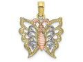 FJC Finejewelers 10 Kt Tri Color Gold Butterfly Charm
