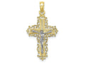 FJC Finejewelers 10k Two-tone Gold Crucifix with Lace Trim White Jesus Charm