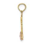 FJC Finejewelers 10k Two-tone Gold Mom Script with Pink Flower Charm