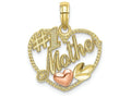 FJC Finejewelers 10k Two-tone Gold Heart with #1 Mother Pink Heart Charm