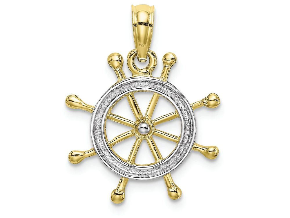 FJC Finejewelers 10k Two-tone Gold Ship Wheel Two-color Charm