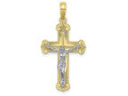 FJC Finejewelers 10k Two-tone Gold Crucifix Jesus On Engraved Cross Charm