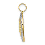 FJC Finejewelers 10k Two-tone Gold #1 Mom In Heart with with Rhodium Bead Trim Charm