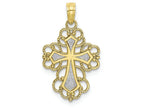 FJC Finejewelers 10k Two-tone Gold Beaded Lace Trim Cross with Rhodium Center Charm