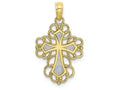 FJC Finejewelers 10k Two-tone Gold Beaded Lace Trim Cross with Rhodium Center Charm