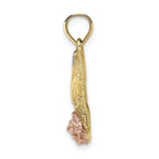 FJC Finejewelers 10k Two-tone Gold Beaded Heart with #1 Mom Pink Flower Centertri-color Charm