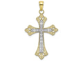 FJC Finejewelers 10k Yellow Gold Cross with Scalloped Edges White Center Charm
