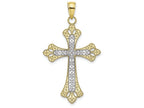 FJC Finejewelers 10k Yellow Gold Cross with Scalloped Edges White Center Charm