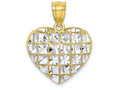 FJC Finejewelers 10k Yellow Gold with with Rhodium Bright Cut Heart Starburst In Grid Center Charm