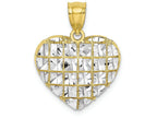 FJC Finejewelers 10k Yellow Gold with with Rhodium Bright Cut Heart Starburst In Grid Center Charm