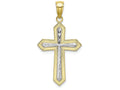 FJC Finejewelers 10k Two-tone Gold Bright Cut Cross Raised Center Charm