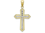 FJC Finejewelers 10k Two-tone Gold Bright Cut Cross Raised Center Charm