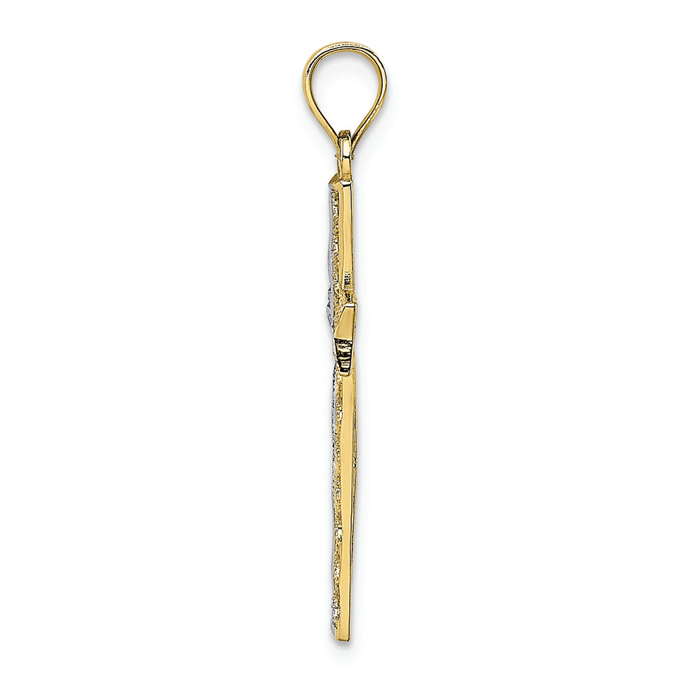 FJC Finejewelers 10k Yellow Gold Bright Cut Cross Center ( Loops Stick Cross) Charm