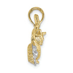 FJC Finejewelers 10k Yellow Gold with with Rhodium Cat Playing with Yarn In Basket Charm