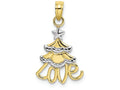 FJC Finejewelers 10k Yellow Gold with with Rhodium Christmas Tree with Lovetwo-color Charm